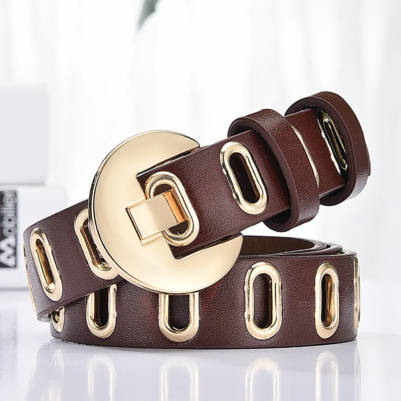Women's Luxury Brand Hollow Faion Authentic Belt Wild Stud Two-layer Cowhide Leather Belts Sli Accory for Ladies
Women's Luxury Brand Hollow Faion Authentic Belt Wild Stud Two-layer Cowhide Leather Belts Sli Accory for Ladies