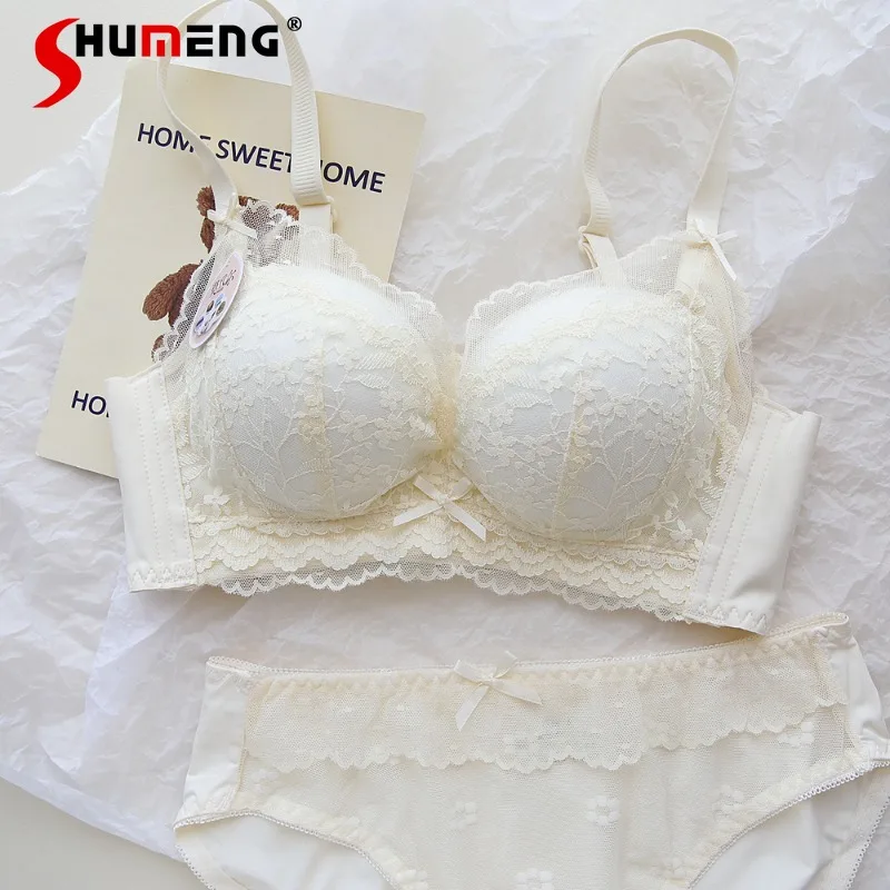 Soft Thickened Small Chest Bra Set Women Enhancing Push Up Lace Intimates Female Japanese Style Sexy Underwear Brief Suits
Soft Thickened Small Chest Bra Set Women Enhancing Push Up Lace Intimates Female Japanese Style Sexy Underwear Brief Suits