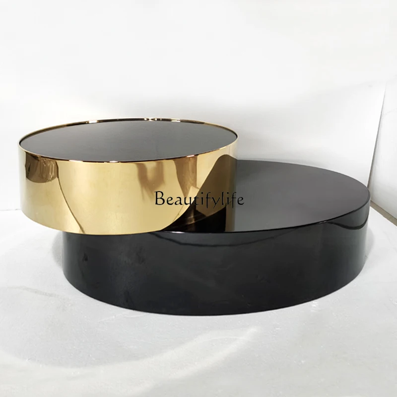 Light luxury black paint oval coffee table stainless steel round creative coffee table
Light luxury black paint oval coffee table stainless steel round creative coffee table