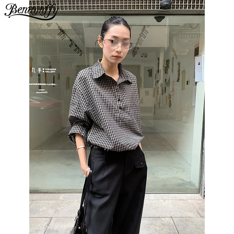 Женская винтажная рубашка в клетку Benuynffy с пуговицами, весна 2026, новая, с полузакрытым воротником, длинным рукавом, свободная, повседневная, топы и блузки
Женская винтажная рубашка в клетку Benuynffy с пуговицами, весна 2026, новая, с полузакрытым воротником, длинным рукавом, свободная, повседневная, топы и блузки