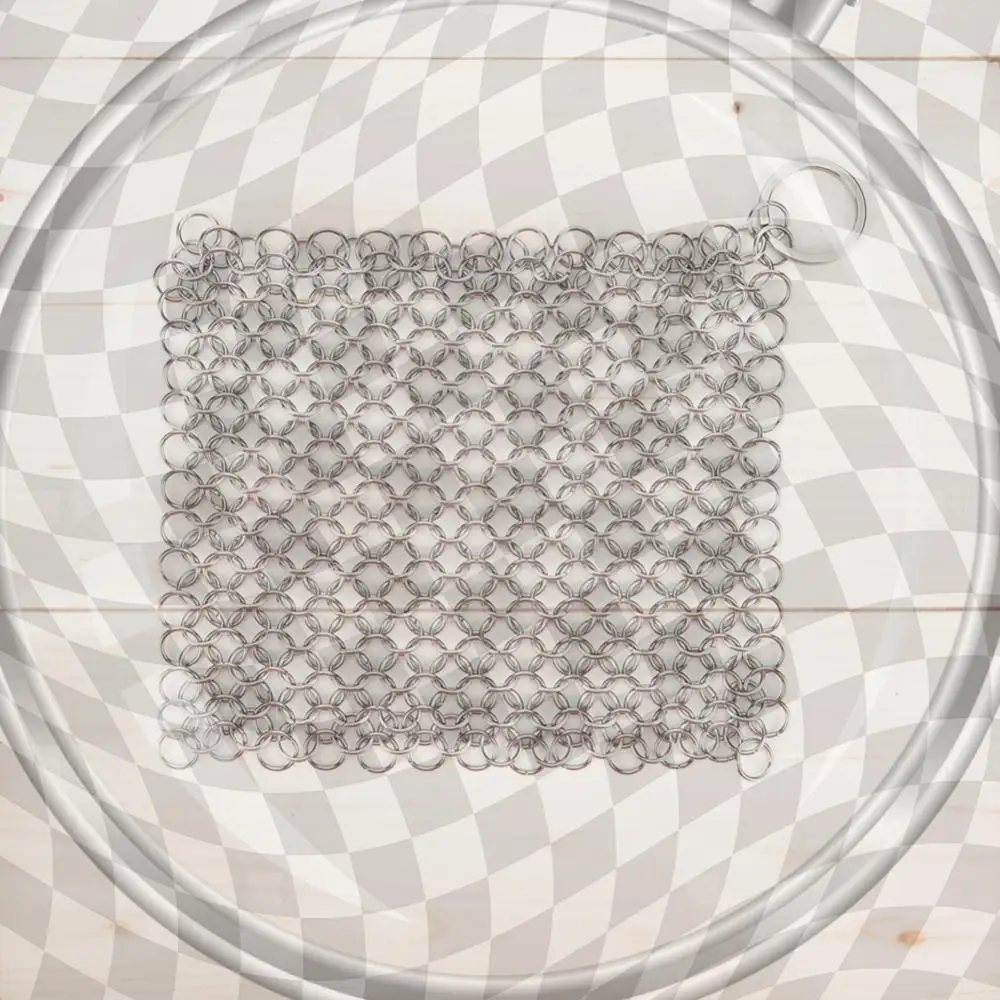 Iron Cleaner with Hanging Ring Chainmail Scrubber Stainless Steel Metal Cleaning Brush for Iron Pre-Seasoned Pans
Iron Cleaner with Hanging Ring Chainmail Scrubber Stainless Steel Metal Cleaning Brush for Iron Pre-Seasoned Pans