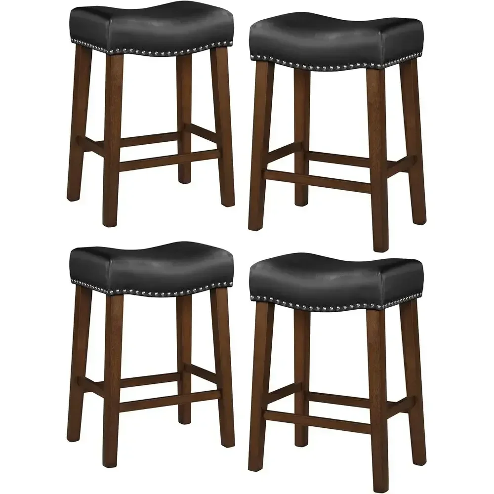 4-Piece Counter Height Bar Stool Set with Leatherette Seats and Dark Wood for Kitchen Island, Black
4-Piece Counter Height Bar Stool Set with Leatherette Seats and Dark Wood for Kitchen Island, Black