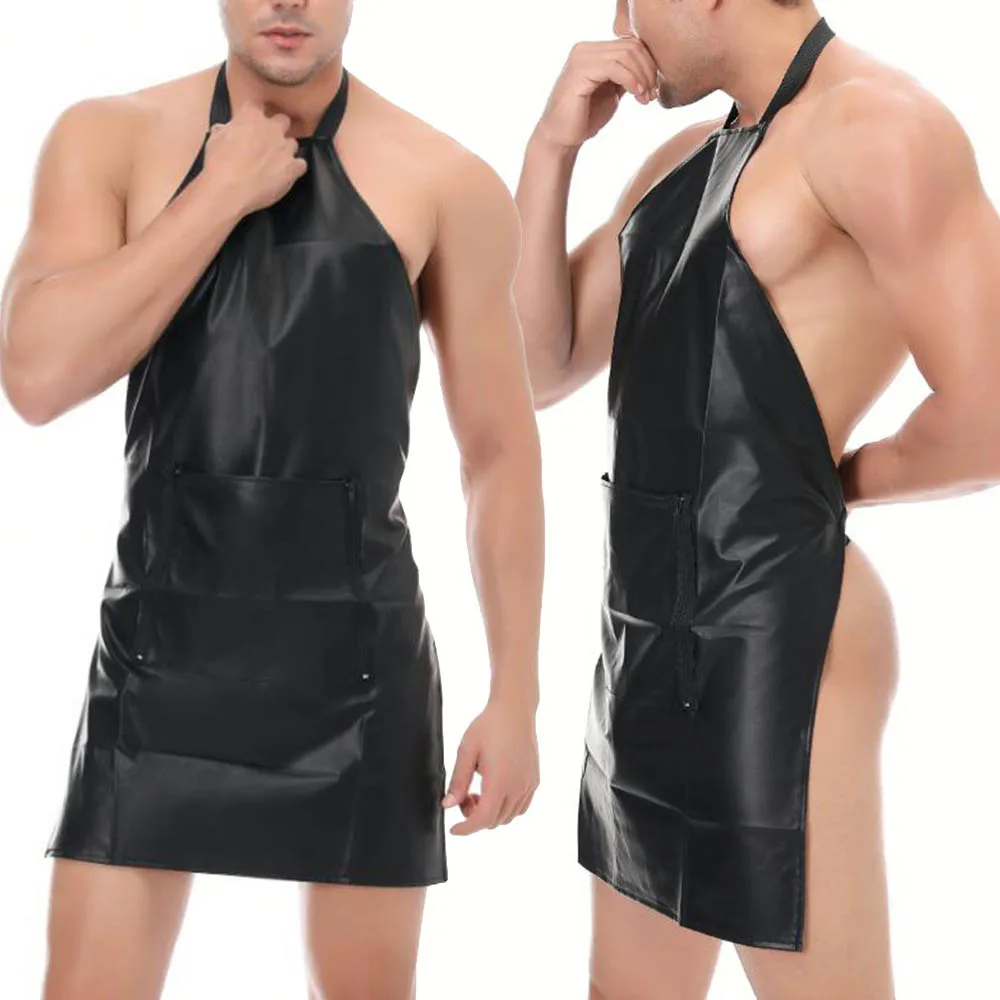 Men Sexy Lingerie PU Leather Suspender Halterneck Skirt Apron With Pocket Clubwear Party Role Play Exotic Sleepwear Erotic Male
Men Sexy Lingerie PU Leather Suspender Halterneck Skirt Apron With Pocket Clubwear Party Role Play Exotic Sleepwear Erotic Male