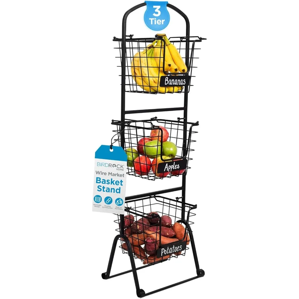 3-Tier Wire Market Basket Stand w/Chalk Label | Metal Storage Bin, Kitchen Counter, Pantry Cabinet, Stacking Organizer Shelves
3-Tier Wire Market Basket Stand w/Chalk Label | Metal Storage Bin, Kitchen Counter, Pantry Cabinet, Stacking Organizer Shelves