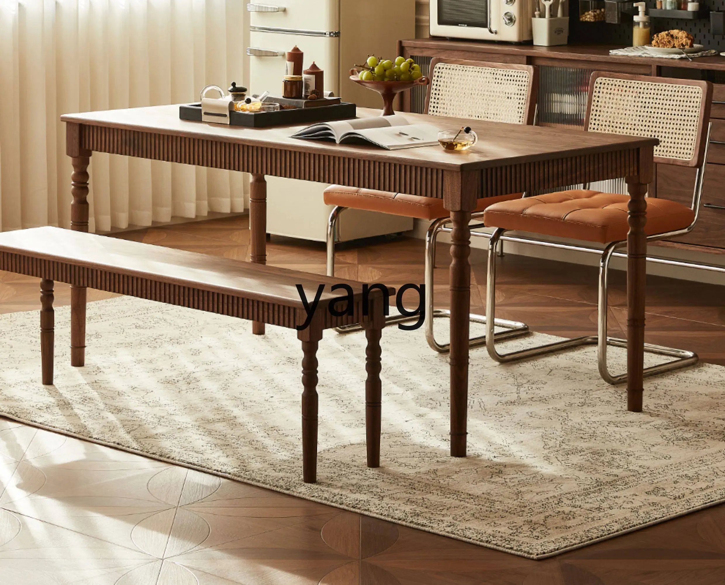 LMM French antique rectangular household small apartment solid wood retro dining table
LMM French antique rectangular household small apartment solid wood retro dining table