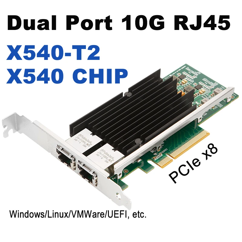 X540-T2 10GbE Dual Port PCIe x8 Server Network Card with Intel X540 CHIP 4 RJ45 10G NIC 10 Gigabit Ethernet Adapter Card for PC
X540-T2 10GbE Dual Port PCIe x8 Server Network Card with Intel X540 CHIP 4 RJ45 10G NIC 10 Gigabit Ethernet Adapter Card for PC