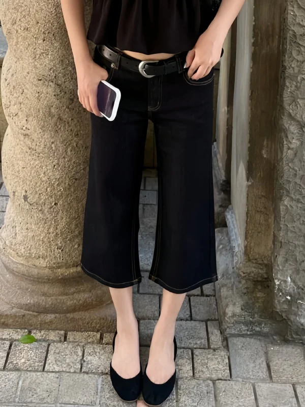 Retro American Black Bell Bottom Jeans Women Summer Spicy Tight Straight Leg Denim mid Length Shorts Low Waist Jeans
Retro American Black Bell Bottom Jeans Women Summer Spicy Tight Straight Leg Denim mid Length Shorts Low Waist Jeans