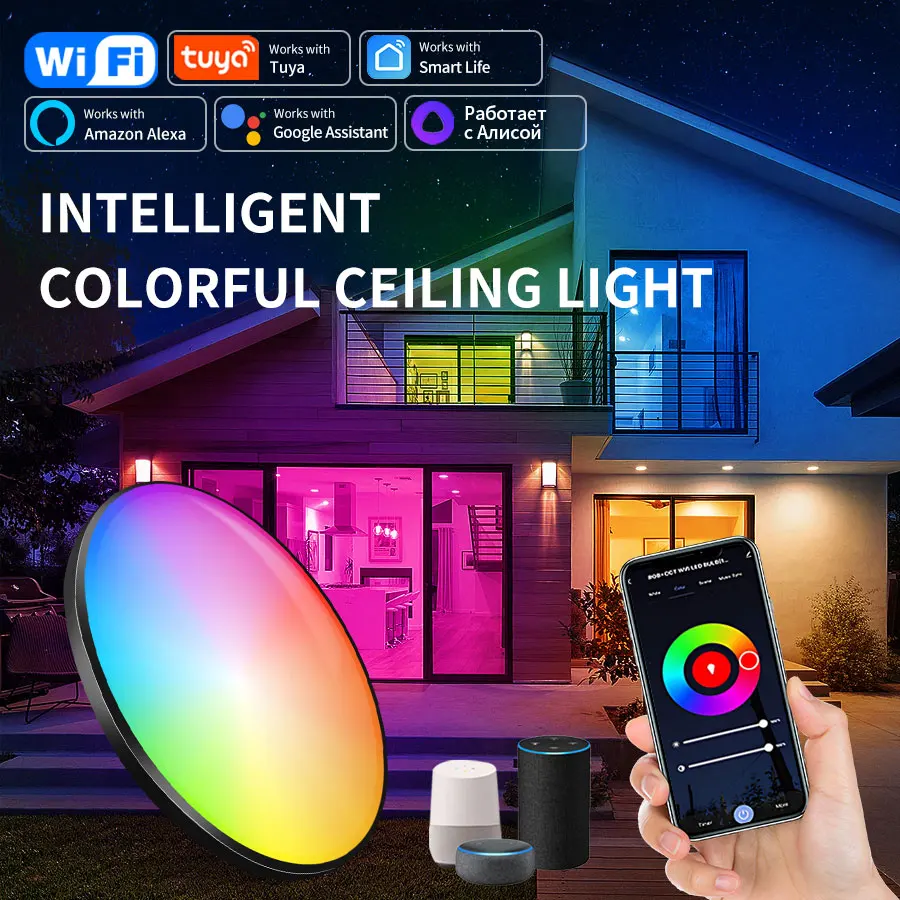 Tuya WiFi 2.4G Smart Ceiling Light RGB Color 24W 220V LED Round Panel Light Voice Control APP Connection Comfortable Life
Tuya WiFi 2.4G Smart Ceiling Light RGB Color 24W 220V LED Round Panel Light Voice Control APP Connection Comfortable Life