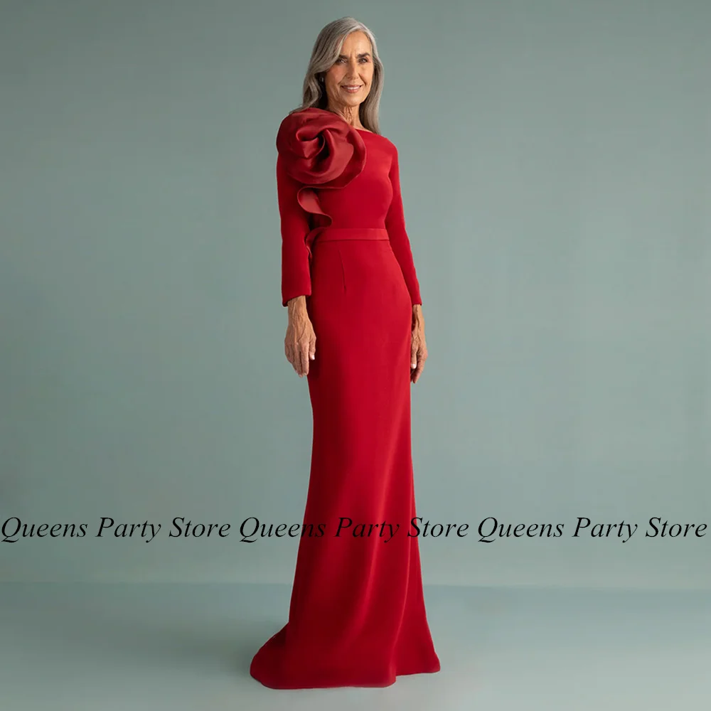 Elegant Red Mother of The Bride Dress Boat Neck 3/4 Sleeves Big Flower Sweep Train Mermaid Party Dresses Arab Wedding Guest Gown
Elegant Red Mother of The Bride Dress Boat Neck 3/4 Sleeves Big Flower Sweep Train Mermaid Party Dresses Arab Wedding Guest Gown