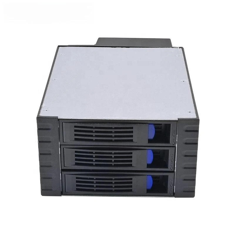 3-Bay Hot Swap Hard Disk Cage Mobile 3.5-inch SATA SSD HDD Rack Cabinet Data Storage For Two 5.25-inch Optical Drive Position