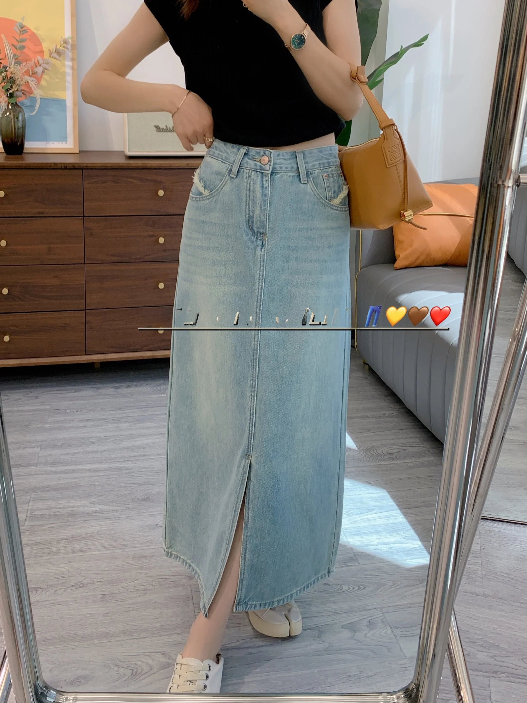 Xiaofan Ralsee Summer Thin Medium Length Half Skirt High Waist A-Line Denim Skirt Cotton Lyocell Fiber Drapey Style
Xiaofan Ralsee Summer Thin Medium Length Half Skirt High Waist A-Line Denim Skirt Cotton Lyocell Fiber Drapey Style