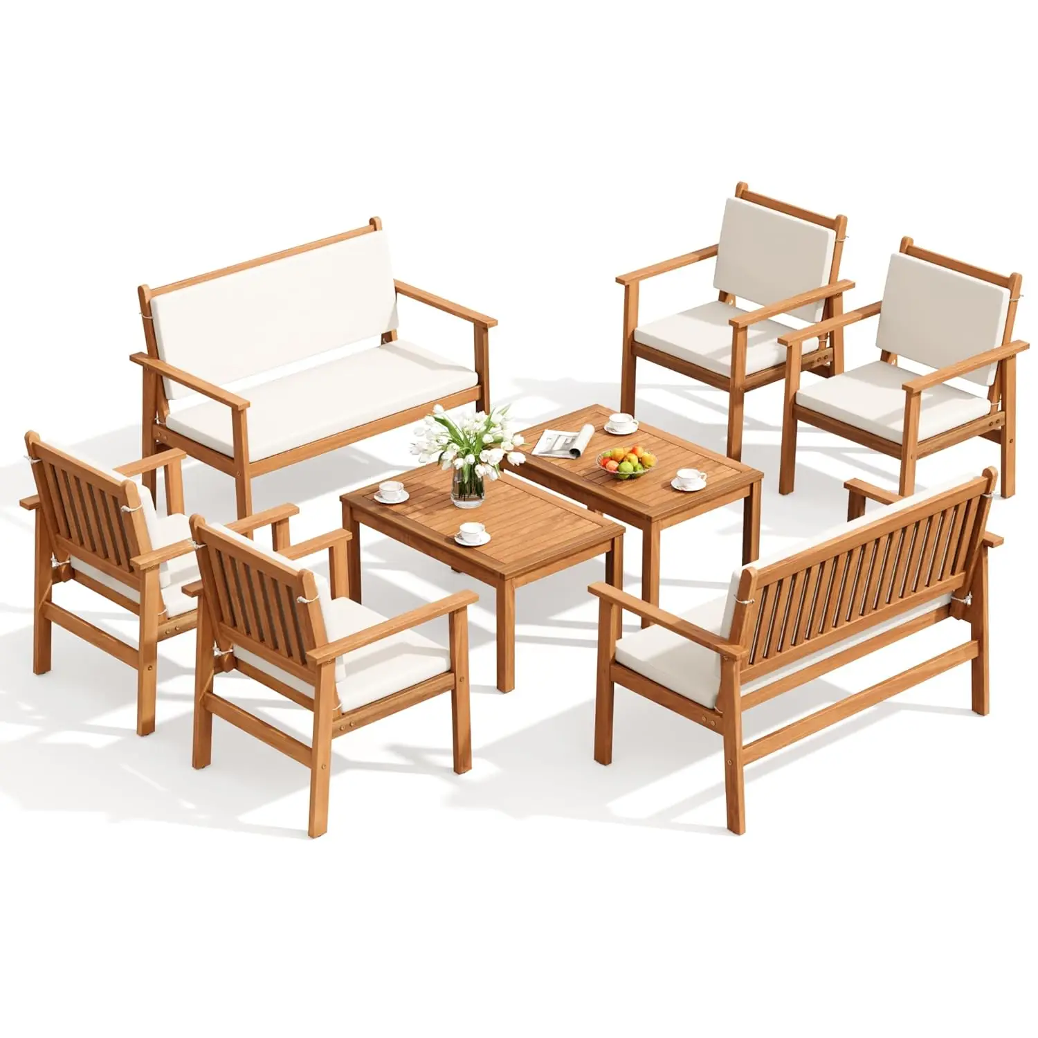 #8 Piece Outdoor Furniture Set Patio Wood Table & Chairs With Cushions For Porch Garden Poolside, Customized
#8 Piece Outdoor Furniture Set Patio Wood Table & Chairs With Cushions For Porch Garden Poolside, Customized