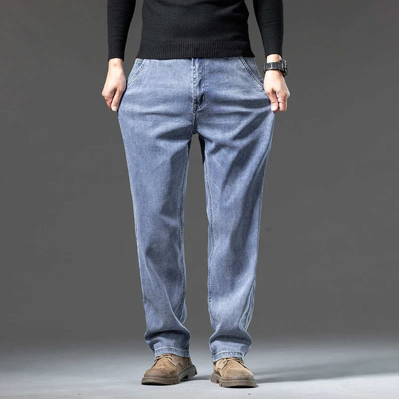 Autumn and Winter Lyocell Jeans Men's Loose Straight Business Pants High Waist Retro Spring and Fall Thick Section Retro Blue Of
Autumn and Winter Lyocell Jeans Men's Loose Straight Business Pants High Waist Retro Spring and Fall Thick Section Retro Blue Of