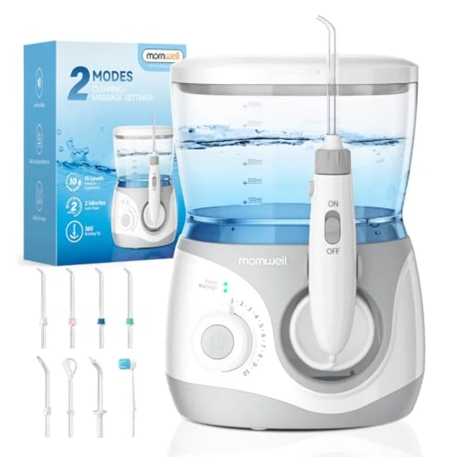 Mornwell Water Dental Flosser for Teeth 2 Modes and 10 Adjustable Pressure Oral Irrigator for Braces 8 Multi-Functional Tips fo
Mornwell Water Dental Flosser for Teeth 2 Modes and 10 Adjustable Pressure Oral Irrigator for Braces 8 Multi-Functional Tips fo