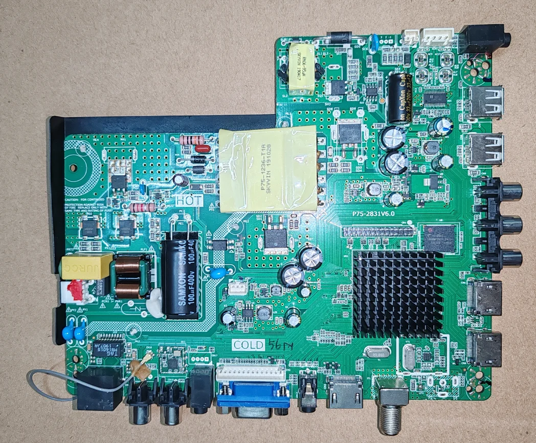 P75-2831V6.0 Three in one WiFi network TV motherboard, physical photo, tested, verified interface, shipped for 1920X1080 75w
P75-2831V6.0 Three in one WiFi network TV motherboard, physical photo, tested, verified interface, shipped for 1920X1080 75w