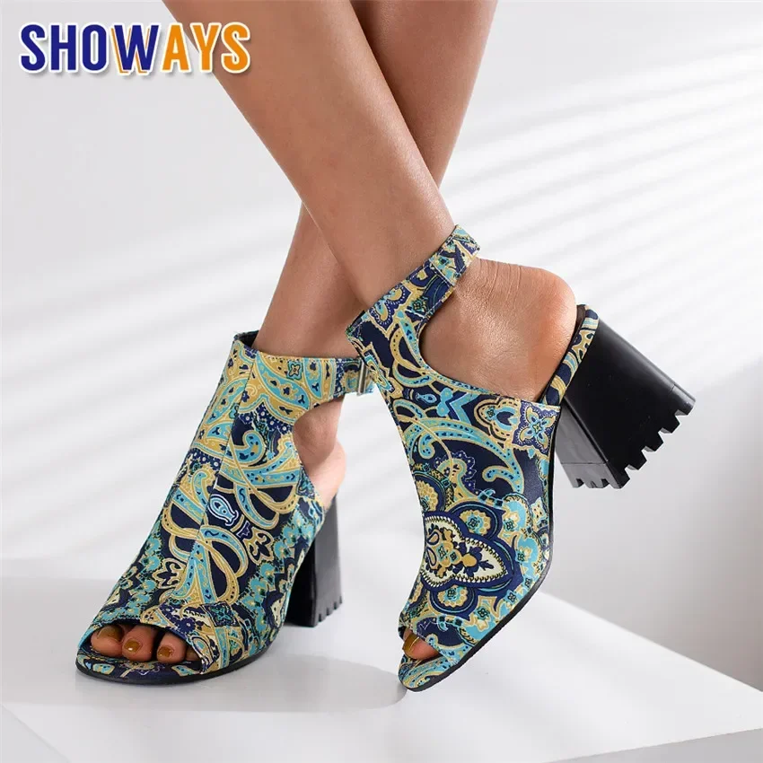 Summer Floral Print Women's Sandals High Chunky Heels Red Blue Orange Casual Dress Party Ladies Peep Toe Buckle Strap Slingbacks
Summer Floral Print Women's Sandals High Chunky Heels Red Blue Orange Casual Dress Party Ladies Peep Toe Buckle Strap Slingbacks