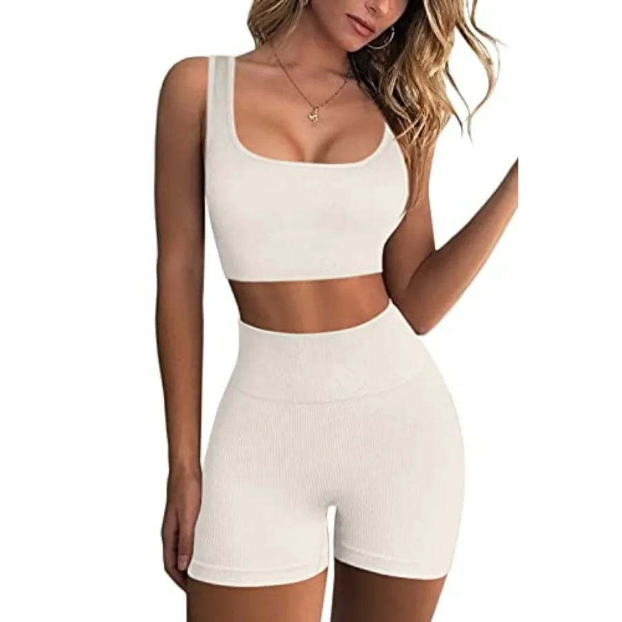 Workout Sets for Women 2 Pcs Seamless Ribbed Crop Tank High Waist Shorts Yoga Outfits
Workout Sets for Women 2 Pcs Seamless Ribbed Crop Tank High Waist Shorts Yoga Outfits