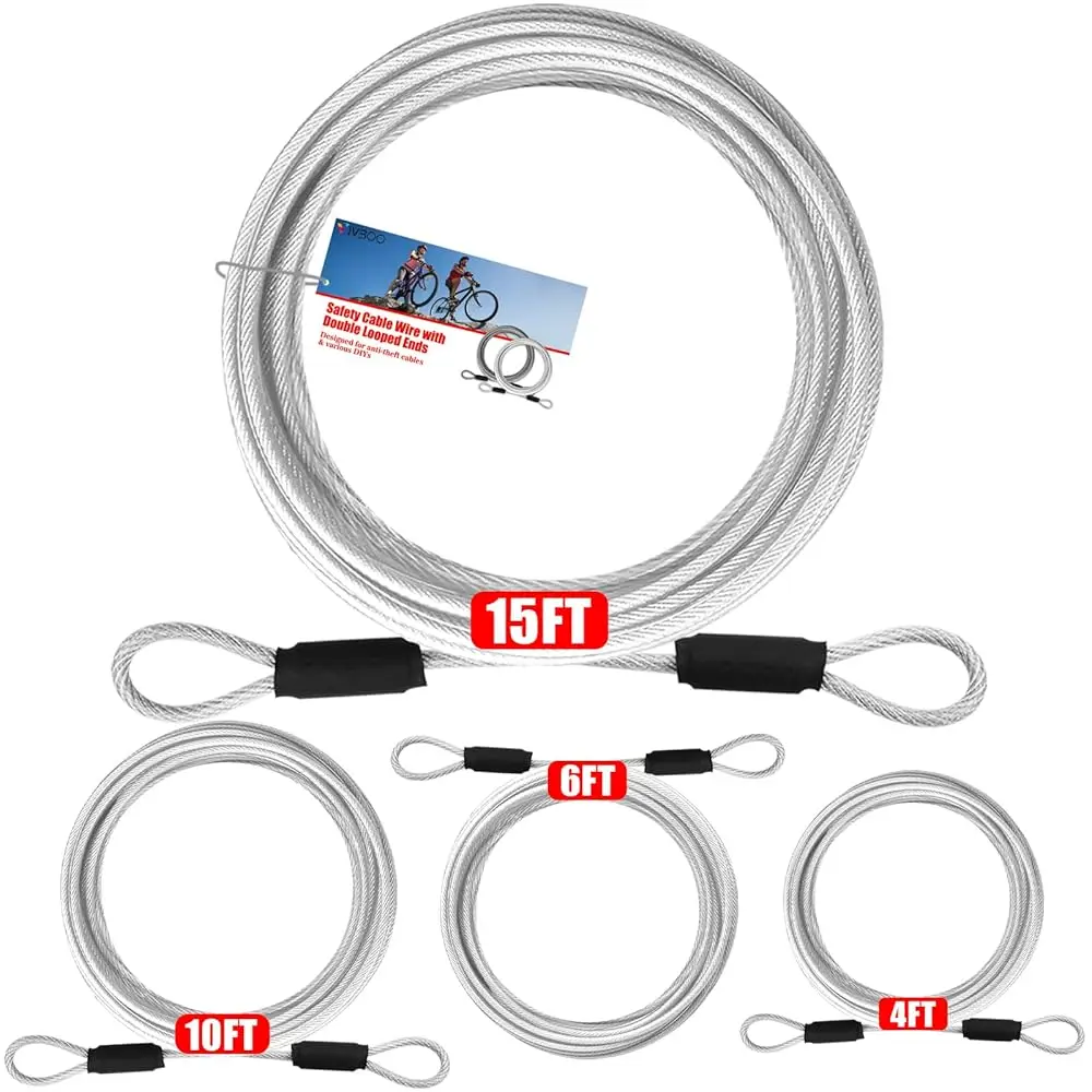 Free Shipping 4FT/6FT/10FT/15FT Cable Locks with Combination 1/8 inch Security Cable with Loops for Fence Luggage Gym Locker Cab
Free Shipping 4FT/6FT/10FT/15FT Cable Locks with Combination 1/8 inch Security Cable with Loops for Fence Luggage Gym Locker Cab