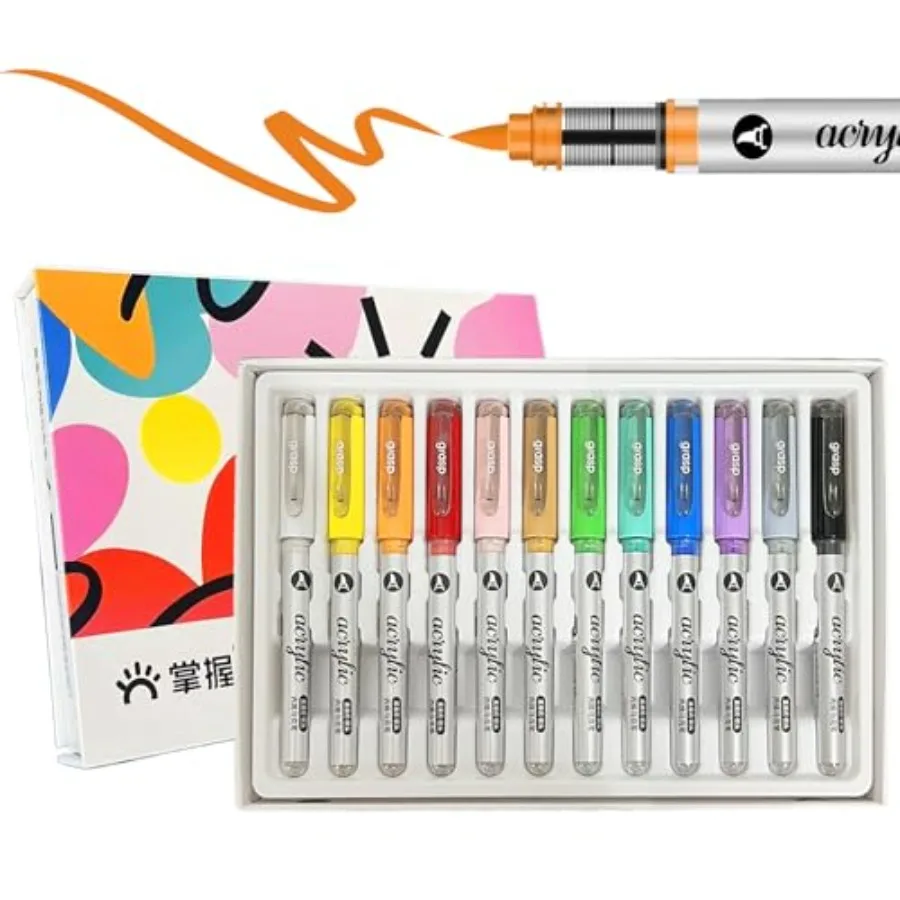 12 Colors Acrylic Paint Markers Set, Water Based Acrylic Paint Pens With Visual Ink Window, Soft Brush Tip Acrylic Markers for
12 Colors Acrylic Paint Markers Set, Water Based Acrylic Paint Pens With Visual Ink Window, Soft Brush Tip Acrylic Markers for