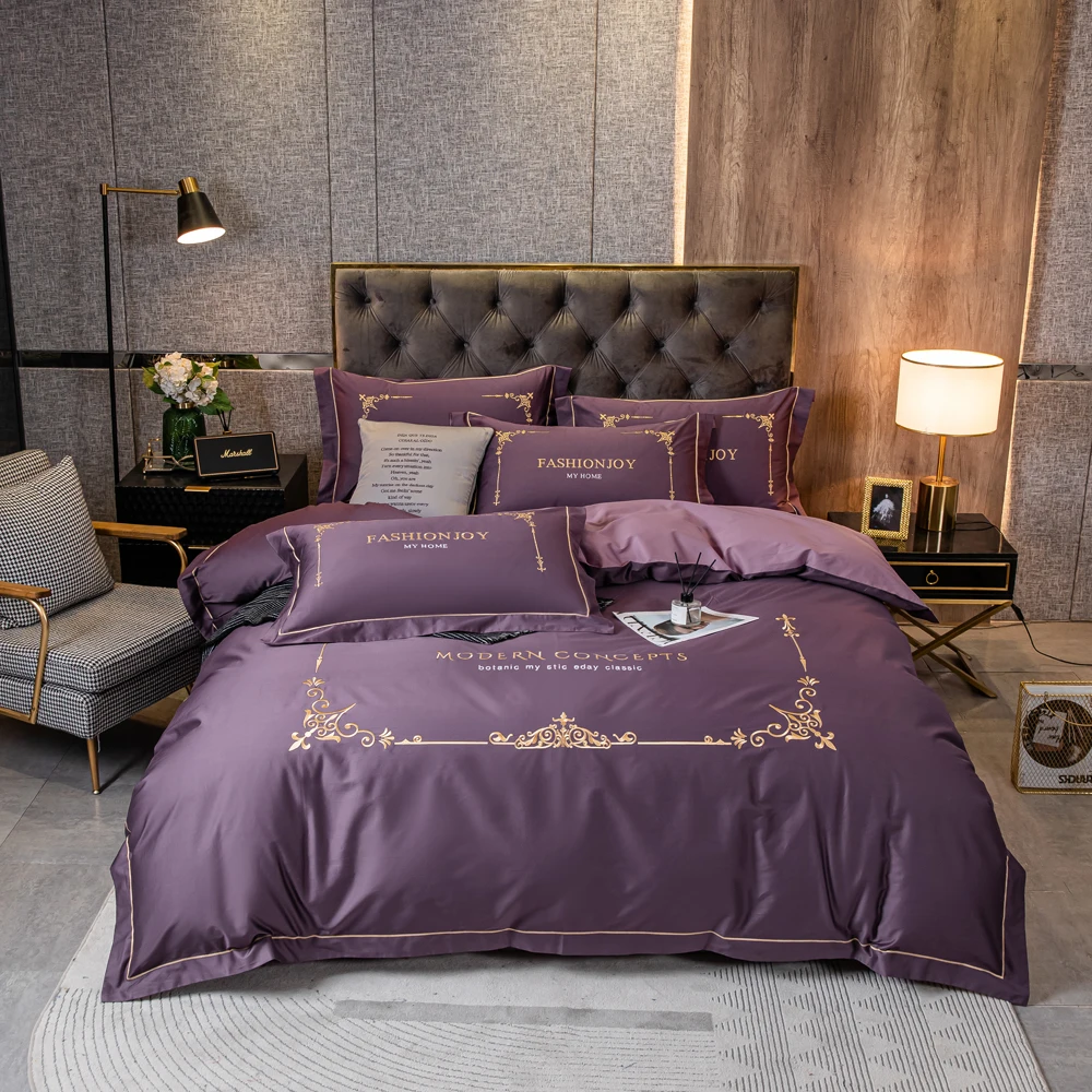 2022 New Long-staple Cotton Stitching Embroidery Plain Color Four-piece Bed Linen Cotton Bedding Light Luxury Style Dark Purple
2022 New Long-staple Cotton Stitching Embroidery Plain Color Four-piece Bed Linen Cotton Bedding Light Luxury Style Dark Purple