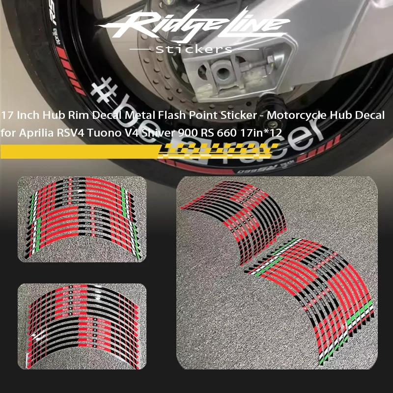 17 Inch Hub Rim Decal Metal Flash Point Sticker - Motorcycle Hub Decal for Aprilia RSV4 Tuono V4 Shiver 900 RS 660 17in*12
17 Inch Hub Rim Decal Metal Flash Point Sticker - Motorcycle Hub Decal for Aprilia RSV4 Tuono V4 Shiver 900 RS 660 17in*12