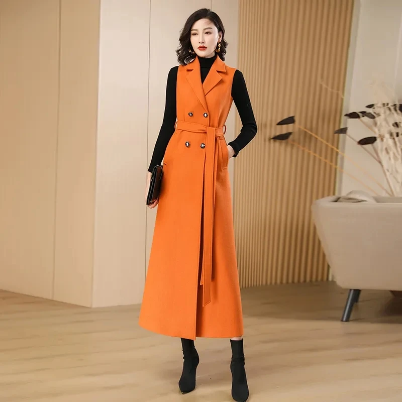 Autumn Winter Orange Long Woolen Vest Coat High-end Korean Loose Double-breasted Sleeveless Wool Windbreaker Cardigan Outwear
Autumn Winter Orange Long Woolen Vest Coat High-end Korean Loose Double-breasted Sleeveless Wool Windbreaker Cardigan Outwear