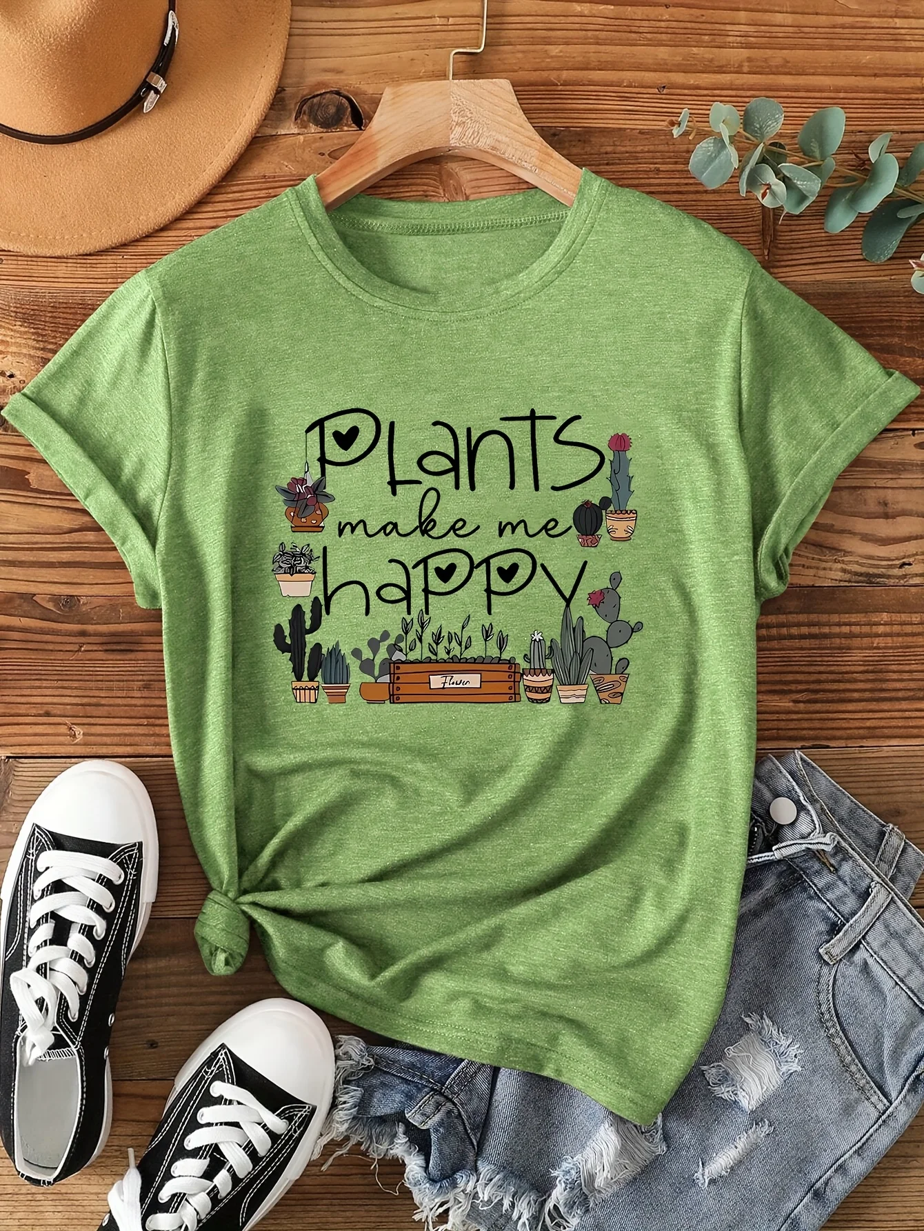 Plants Make Me Happy Women's Tee - Cute Plant Lover Graphic, Casual Green Top
Plants Make Me Happy Women's Tee - Cute Plant Lover Graphic, Casual Green Top