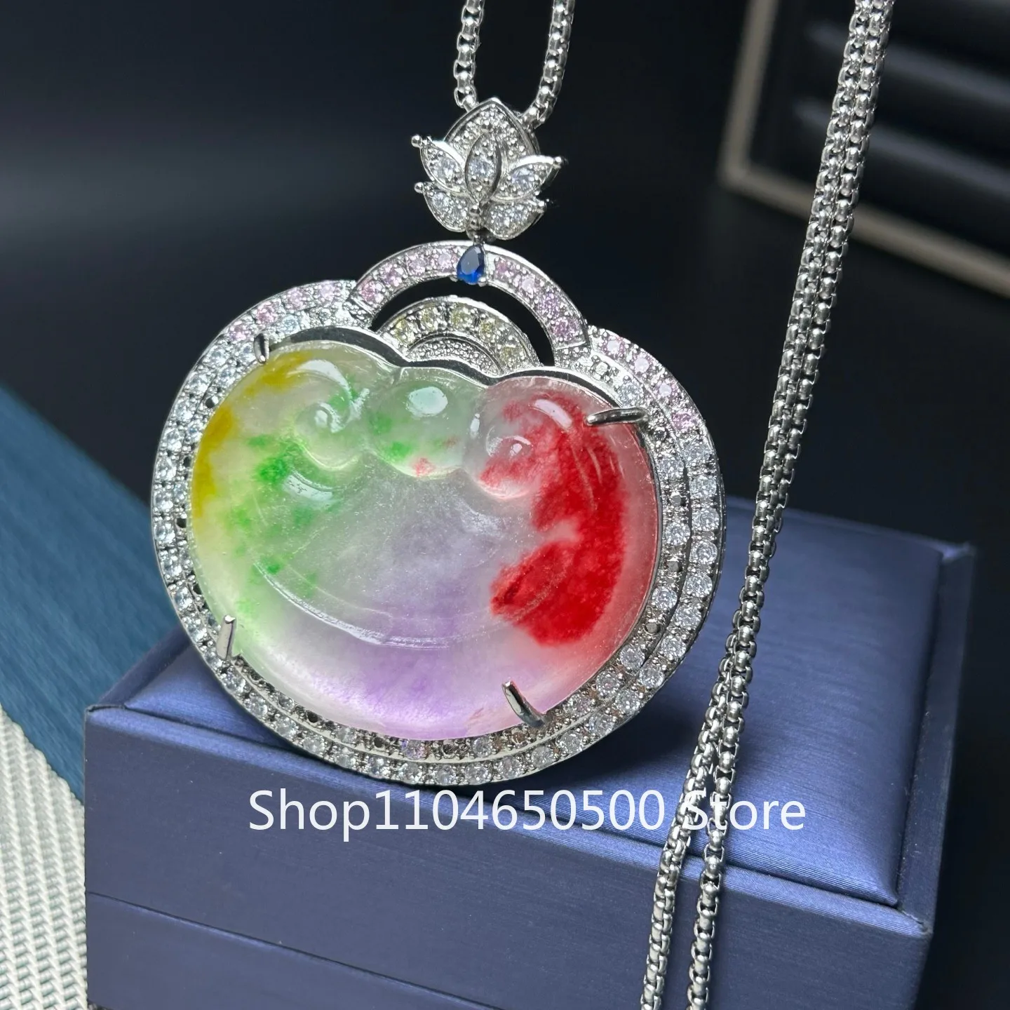 Certified Nature inlay ice Multi-Color Jade Jadeite Ruyi Amulet Pendant&Necklace
Certified Nature inlay ice Multi-Color Jade Jadeite Ruyi Amulet Pendant&Necklace