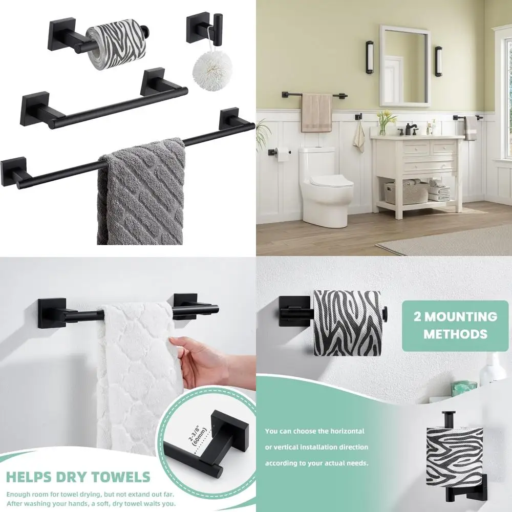 Stainless Steel Bath Hardware Set, 304 Grade, 4-Piece Accessory Kit with Robe Hook and Toilet Paper Holder
Stainless Steel Bath Hardware Set, 304 Grade, 4-Piece Accessory Kit with Robe Hook and Toilet Paper Holder