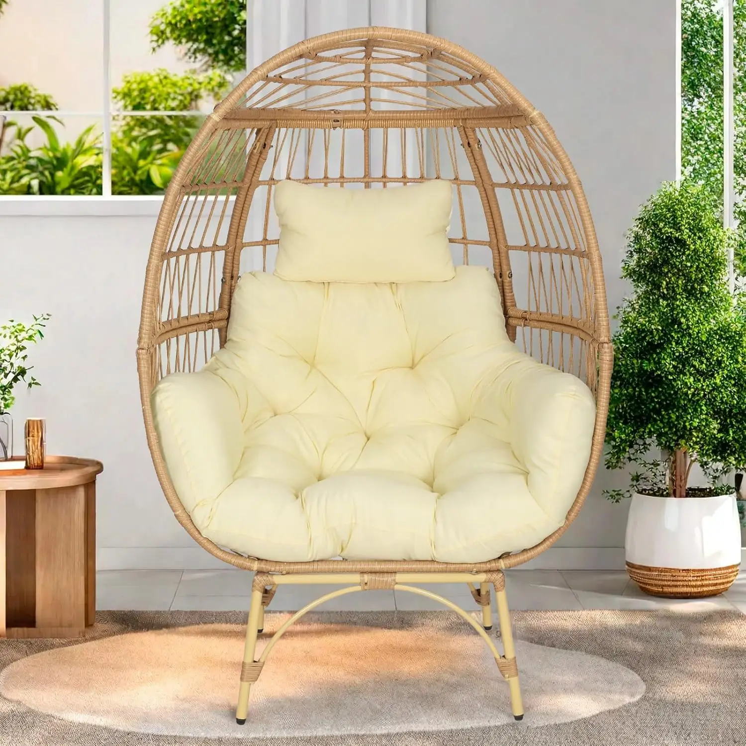 Wicker Egg Chair, Oversized Indoor Outdoor Lounge Rattan Chair For Patio, Backyard, Or Living Room W/ 6-Inch Ultra-Luxury
Wicker Egg Chair, Oversized Indoor Outdoor Lounge Rattan Chair For Patio, Backyard, Or Living Room W/ 6-Inch Ultra-Luxury