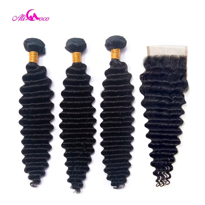Ali Coco Indian Deep Wave Human Hair 3 Bundles With Closure 10-30 Inch Natural Color Non Remy Hair Bundles With Closure
Ali Coco Indian Deep Wave Human Hair 3 Bundles With Closure 10-30 Inch Natural Color Non Remy Hair Bundles With Closure