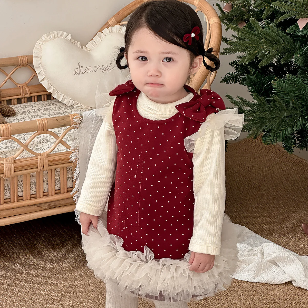 Bow Polka Dot Jumper Skirt Undershirt Two Piece Set Spring and Autumn Simple Fashion Cute New Casual Sweet Birthday Dress Set
Bow Polka Dot Jumper Skirt Undershirt Two Piece Set Spring and Autumn Simple Fashion Cute New Casual Sweet Birthday Dress Set