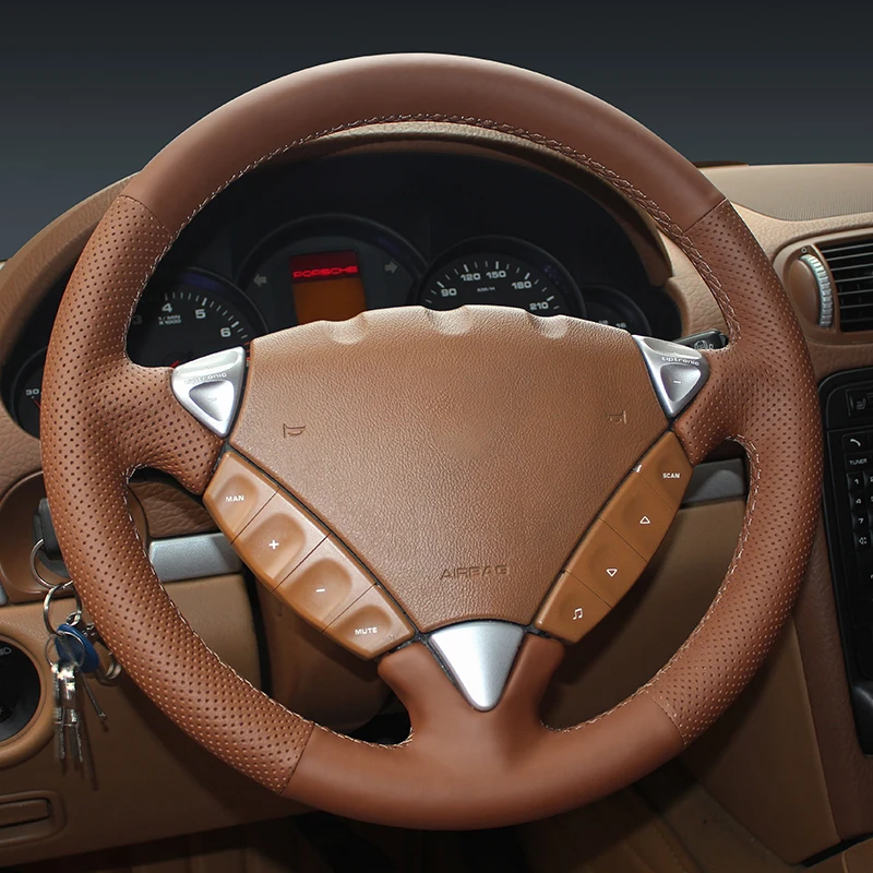 Custom Nappa Leather Car Steering Wheel Cover Wrap for Porsche Cayenne 2007-2010 Hand Sewing
Custom Nappa Leather Car Steering Wheel Cover Wrap for Porsche Cayenne 2007-2010 Hand Sewing