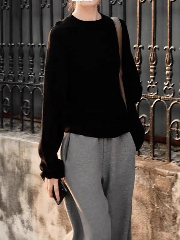 Loose Long Sve round Ne Knitted Sweater Women's plus Size Autumn Winter Faion Comfortable Slimming Top in Bla
Loose Long Sve round Ne Knitted Sweater Women's plus Size Autumn Winter Faion Comfortable Slimming Top in Bla