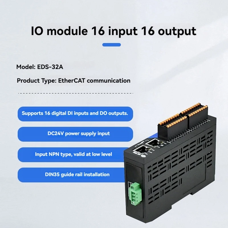 Серия ABZY-EDS-32A Модуль сбора данных удаленного ввода-вывода Ethercat Контроллер ПЛК связи Ethernet 16-полосный
Серия ABZY-EDS-32A Модуль сбора данных удаленного ввода-вывода Ethercat Контроллер ПЛК связи Ethernet 16-полосный