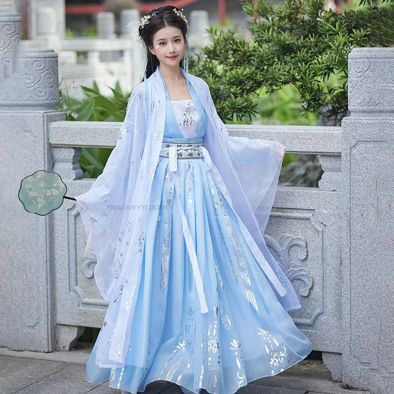 Chinese Hanfu Dress Women Carnival Fairy Cosplay Costume Party Dress Vintage Tang Dynasty Blue Hanfu Plus Size Large Size 3XL
Chinese Hanfu Dress Women Carnival Fairy Cosplay Costume Party Dress Vintage Tang Dynasty Blue Hanfu Plus Size Large Size 3XL