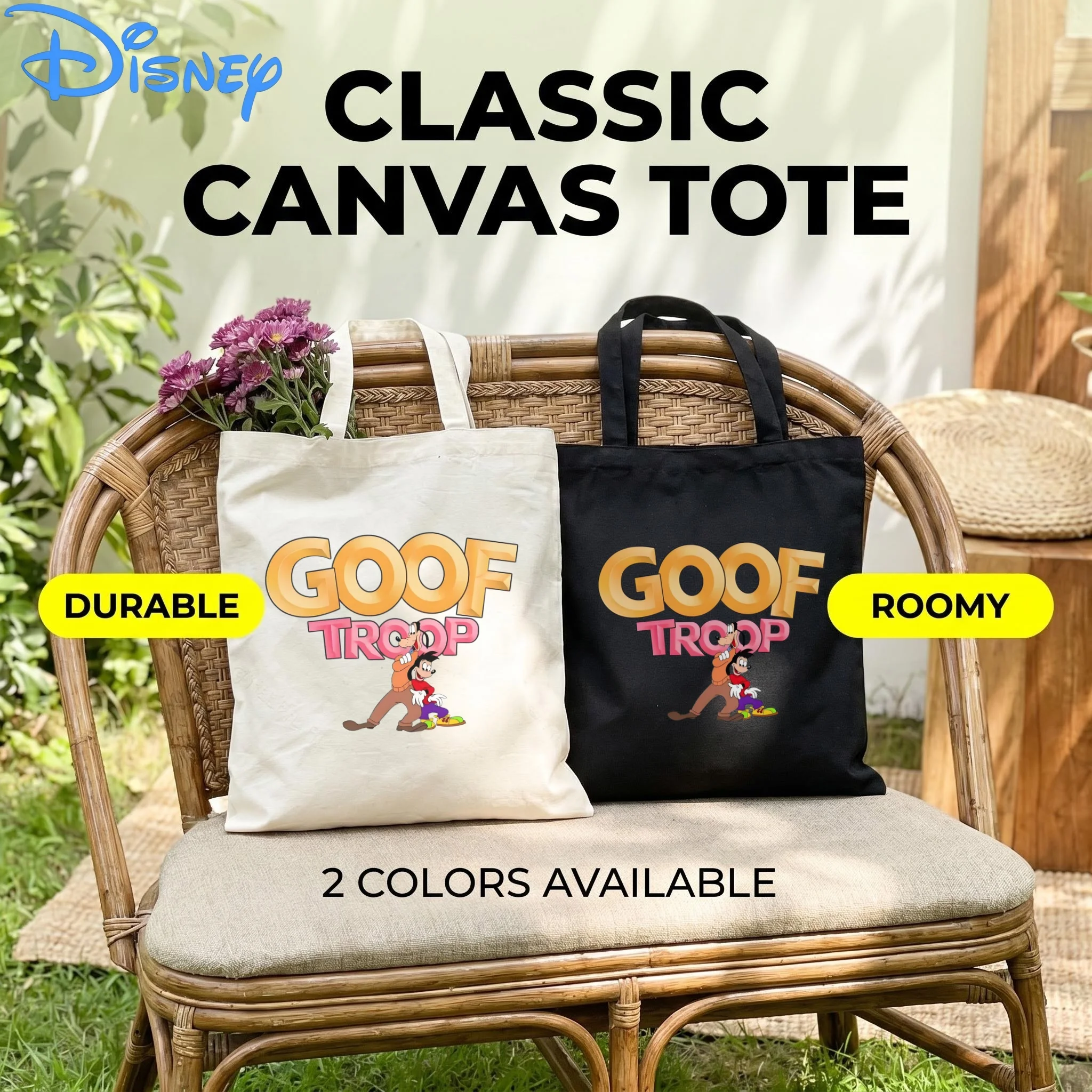 1PC Disney Goof Troop Goofy Max Canvas Tote Bag, 3D Letter Logo Print Eco Shoulder Shopping Bag
1PC Disney Goof Troop Goofy Max Canvas Tote Bag, 3D Letter Logo Print Eco Shoulder Shopping Bag