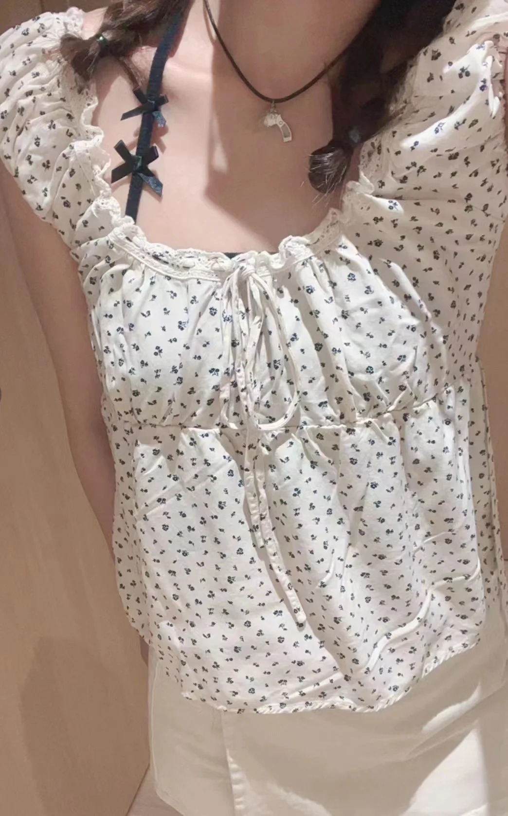 Floral Tie Waist Bubble Sleeve Short Sleeve Shirt Women's Casey Top Cotton Regular Length Business Casual Fashion
Floral Tie Waist Bubble Sleeve Short Sleeve Shirt Women's Casey Top Cotton Regular Length Business Casual Fashion