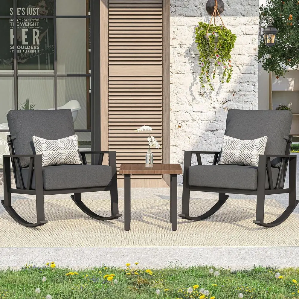 2-Piece Outdoor Patio Rocking Chairs Set with Cushions, 3-Piece Porch Furniture Set, Grey Bistro Set with Coffee Table
2-Piece Outdoor Patio Rocking Chairs Set with Cushions, 3-Piece Porch Furniture Set, Grey Bistro Set with Coffee Table