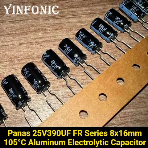 20 szt./100 szt. Panas 25V390UF Seria FR 8x16mm 390uF/25V 105 ° Aluminiowy kondensator elektrolityczny