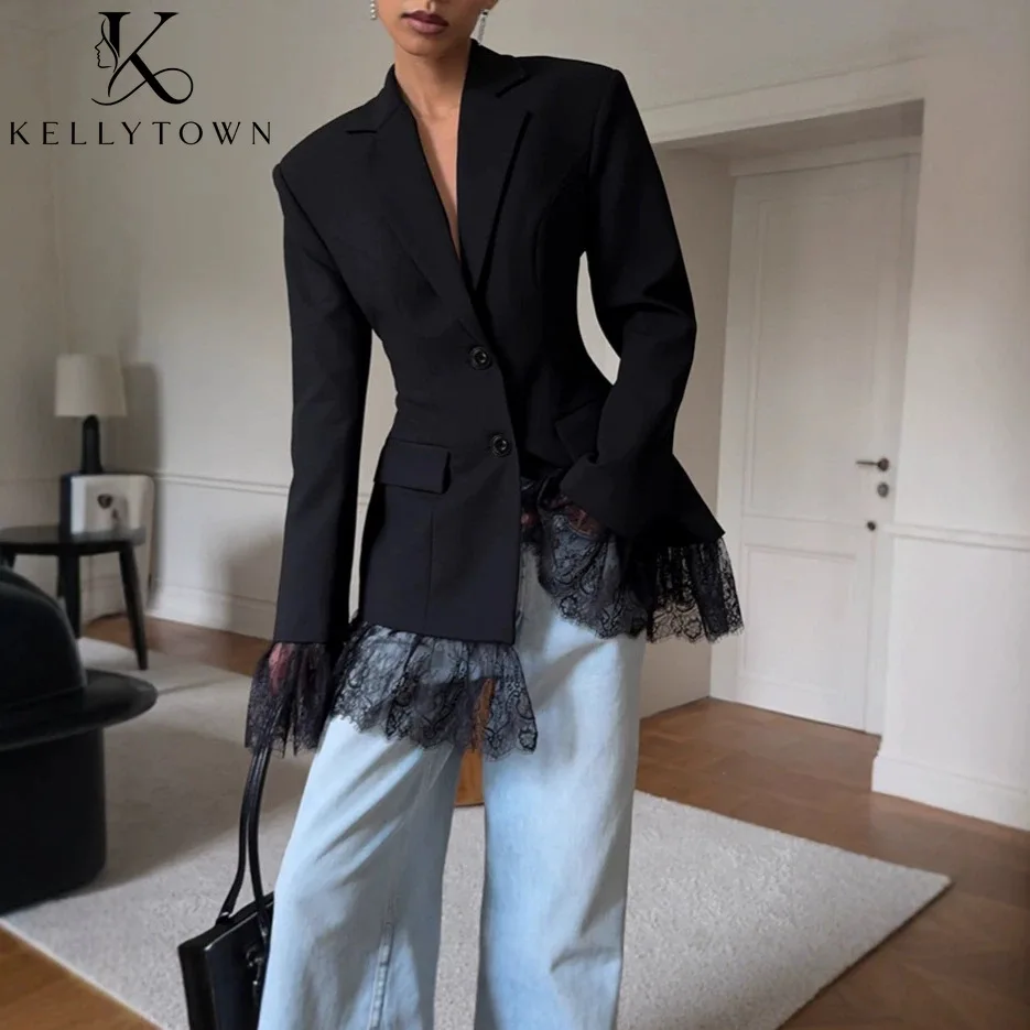2026 Trim Lace Blazer Women Notched Single Breasted Blazer Coats Female Top Solid Office Lady Outfits Black Jackets Outerwears
2026 Trim Lace Blazer Women Notched Single Breasted Blazer Coats Female Top Solid Office Lady Outfits Black Jackets Outerwears