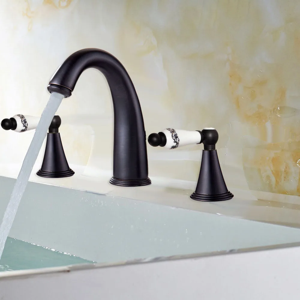 Oil Rubbed Bronze Widespread Deck-Mounted Tub 3 Holes Dual Ceramic Handles Kitchen Bathroom Tub Sink Basin Faucet Tap mnf080
Oil Rubbed Bronze Widespread Deck-Mounted Tub 3 Holes Dual Ceramic Handles Kitchen Bathroom Tub Sink Basin Faucet Tap mnf080