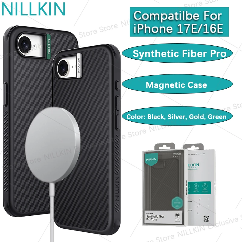 Чехол Nillkin Pro из синтетического волокна с магнитной фиксацией для iPhone 17E/16E, ударопрочный защитный чехол для телефона
Чехол Nillkin Pro из синтетического волокна с магнитной фиксацией для iPhone 17E/16E, ударопрочный защитный чехол для телефона