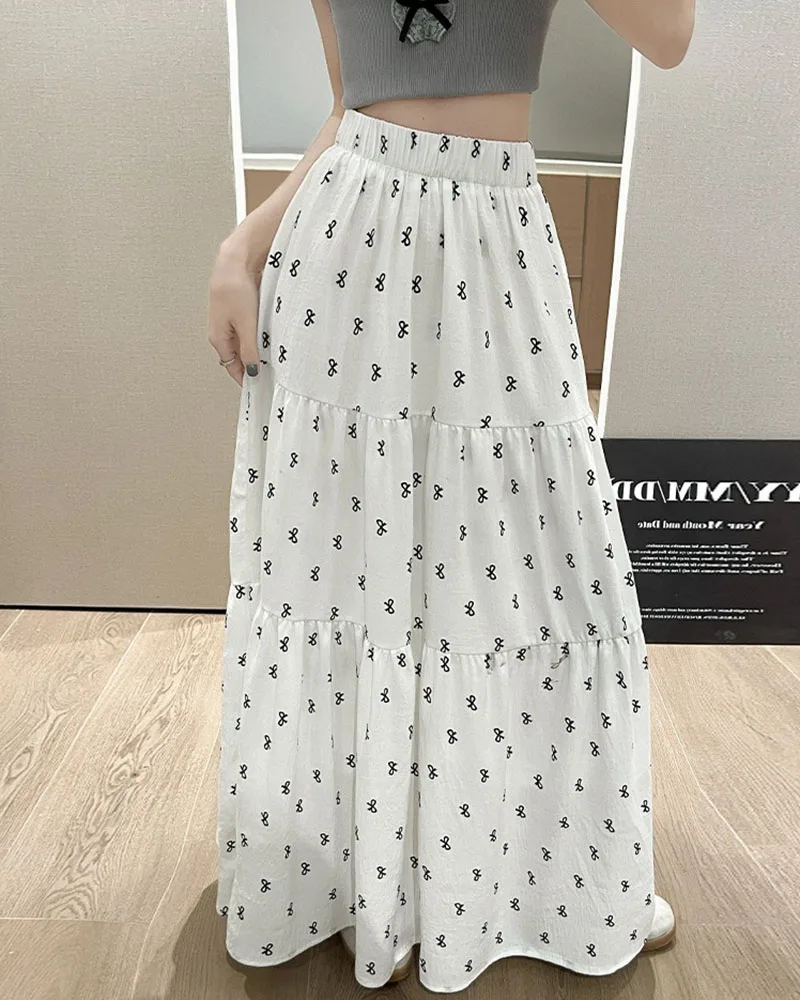Elegant French Gentle Wind Bow Print Cake Dress Women Spring And Summer New Loose A-Line Skirt Summer Office Ladies Skirt
Elegant French Gentle Wind Bow Print Cake Dress Women Spring And Summer New Loose A-Line Skirt Summer Office Ladies Skirt