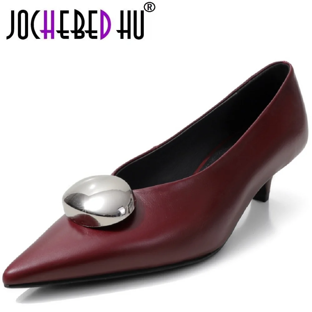 【JOCHEBED HU】New Handmade Women's Pumps Genuine Leather Pointed Toe Metal Knot Thin Low Heels Spring Shoes 34-40
【JOCHEBED HU】New Handmade Women's Pumps Genuine Leather Pointed Toe Metal Knot Thin Low Heels Spring Shoes 34-40