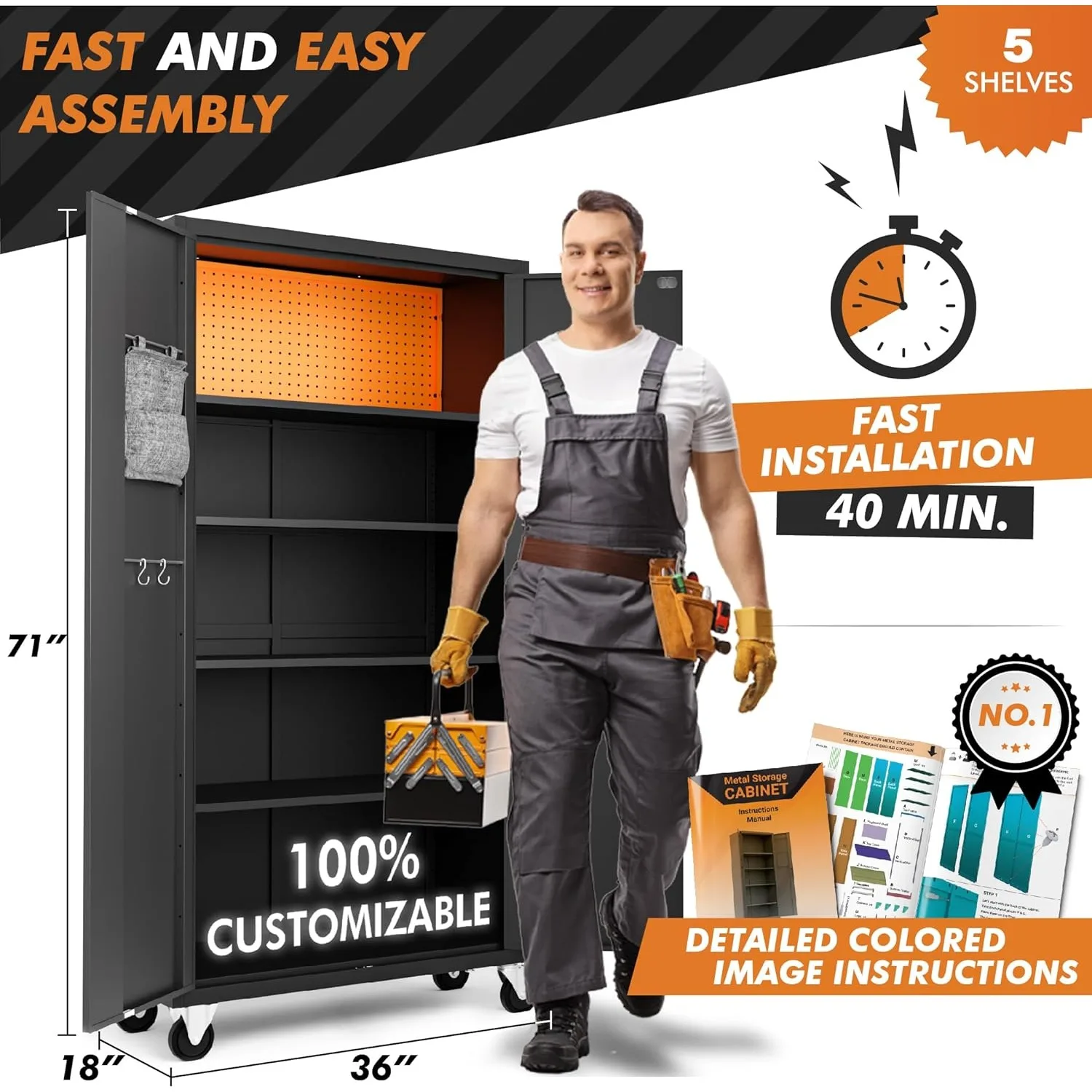 Metal Storage Cabinet with Wheels & Lock, Rolling Garage Storage Toolbox with Locking Doors, Tool Locker on Wheels
Metal Storage Cabinet with Wheels & Lock, Rolling Garage Storage Toolbox with Locking Doors, Tool Locker on Wheels