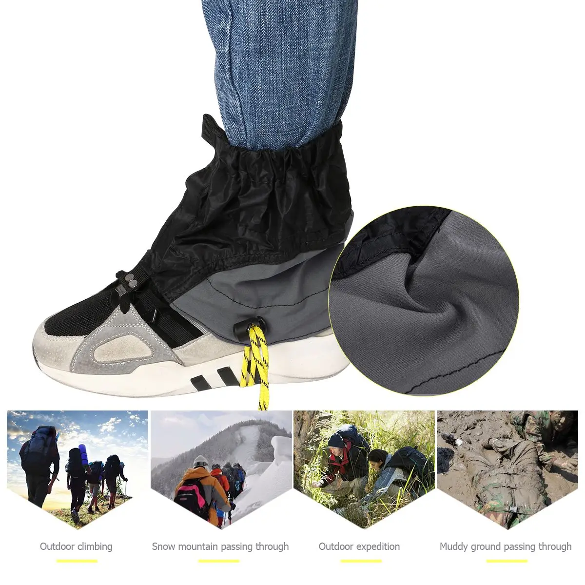 Waterproof Gaiters Elastic Cord Snap Hook Bottom Webbing Ankle Walking Leg Shoe Outdoor Hiking Adjustable Anti Snow
Waterproof Gaiters Elastic Cord Snap Hook Bottom Webbing Ankle Walking Leg Shoe Outdoor Hiking Adjustable Anti Snow