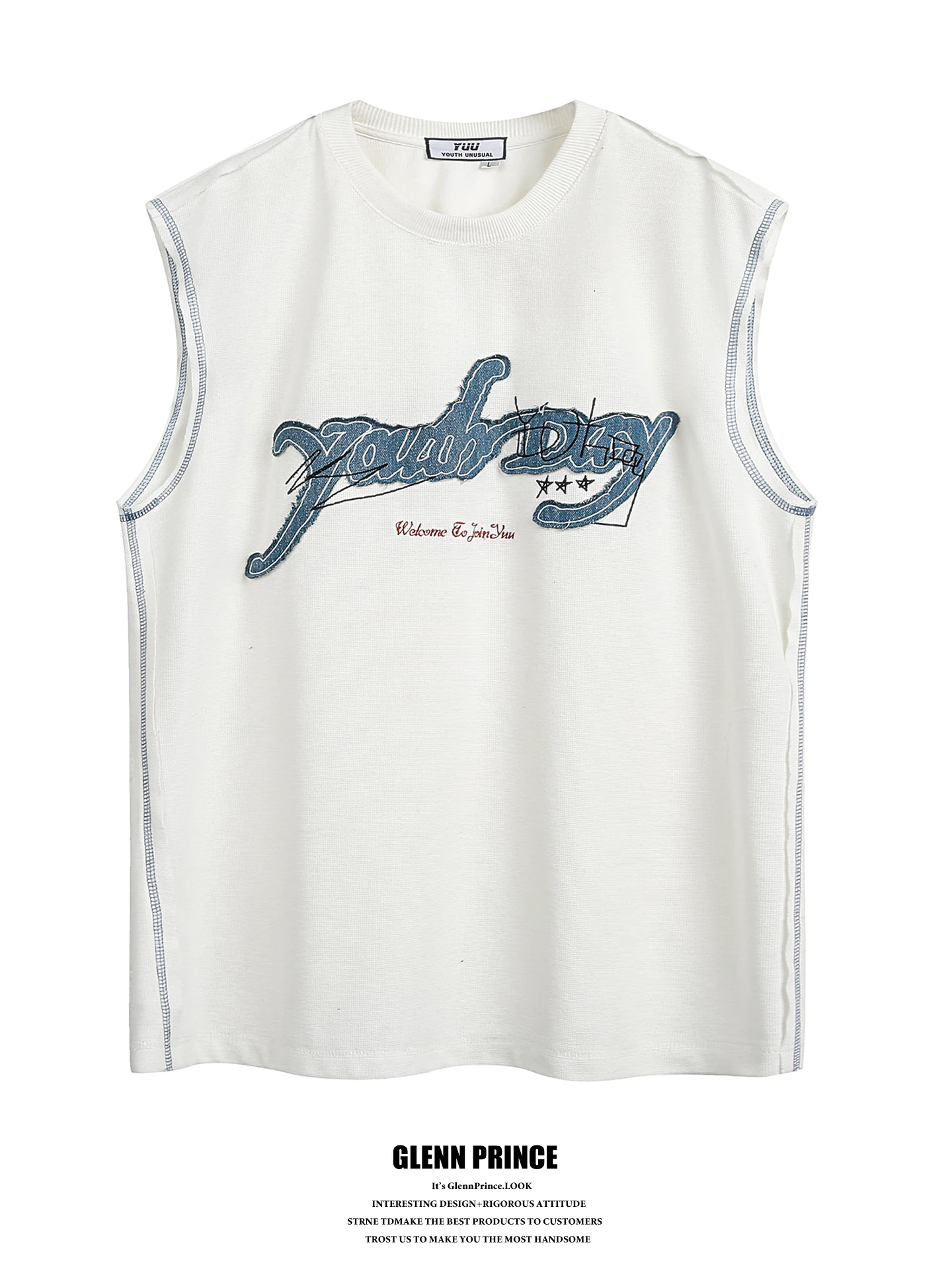 GPstudio American Street Handwritten Letter Patchwork Embroidery Sleeveless Vest Men's Trendy Sporty Shoulder T-shirt
GPstudio American Street Handwritten Letter Patchwork Embroidery Sleeveless Vest Men's Trendy Sporty Shoulder T-shirt