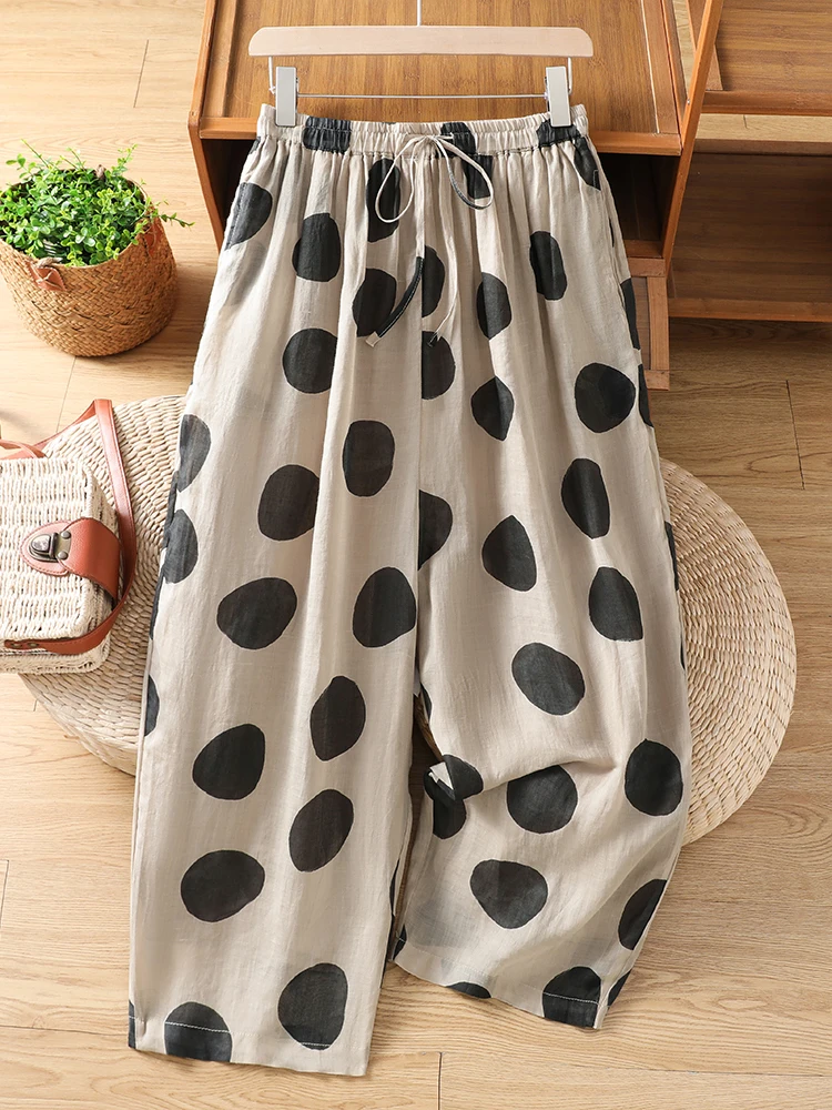 High-End Polka Dot Print Casual Pants Women's plus Size Fashion Lazy Versatile Loose Harlan Trousers Summer Season Ladies
High-End Polka Dot Print Casual Pants Women's plus Size Fashion Lazy Versatile Loose Harlan Trousers Summer Season Ladies