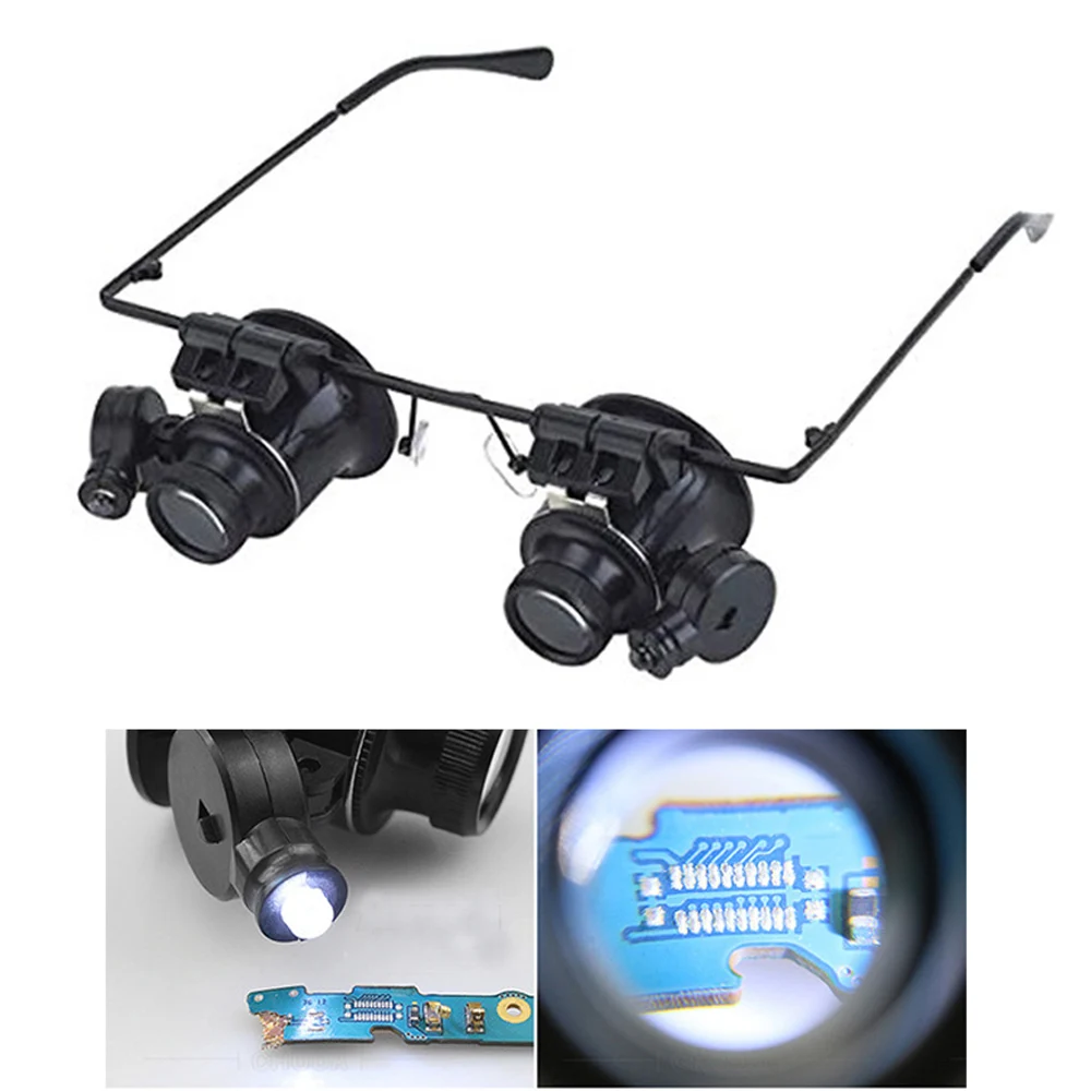 20X Magnifier Double Eye Glasses Type Magnifier Watch Jewelry Circuit Board Repair Inspect Magnifier Tool with Two Adjustable
20X Magnifier Double Eye Glasses Type Magnifier Watch Jewelry Circuit Board Repair Inspect Magnifier Tool with Two Adjustable